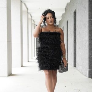 Nasty Gal Feather Dress | Size 14
